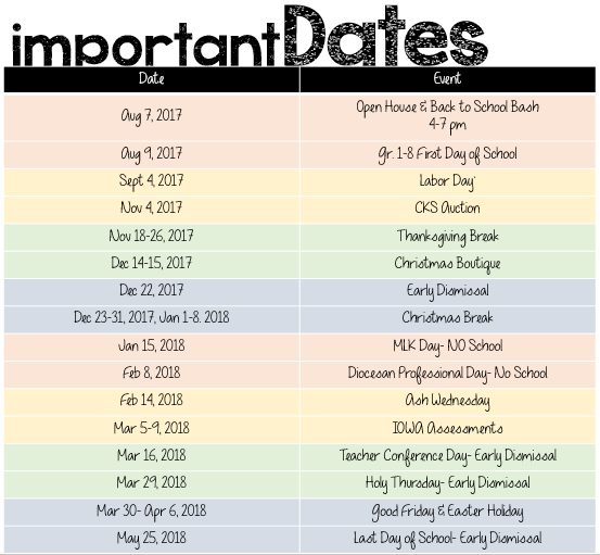 IMPORTANT DATES